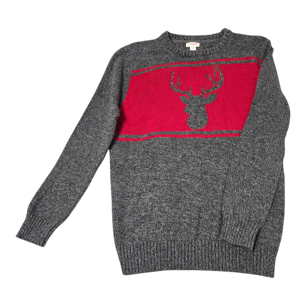 Cat & Jack Boys sweater XL Gray & Red 100% Cotton pre-owned great condition